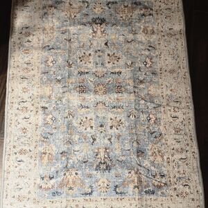 Unk Vintage Style Door Mat with Blue and Beige Accents